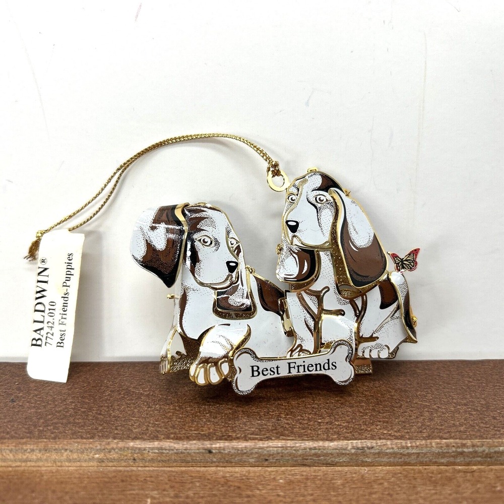 Baldwin 24KT‎ Gold Finished Brass Best Friends Dogs Christmas Ornament, 2006